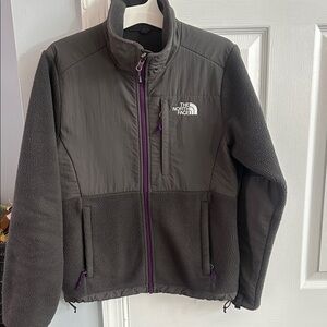 The North Face Charcoal Fleece Jacket with Purple Zippers